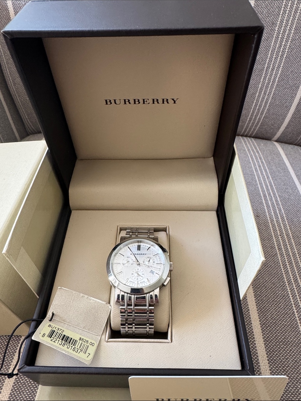 Burberry Silver-Tone Stainless Steel Chronograph Watch